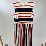 Dolce & Gabbana Red Striped Print Halter Neck Pleated Midi Dress IT 44 (UK 12)