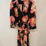 Dolce & Gabbana Black and Pink Floral Midi Dress with Belt Detail Size IT 42 (UK 10)