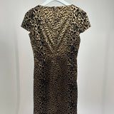 Dolce & Gabbana Bronze and Velvet Black Leopard Print Midi Dress IT 42 (UK 10)