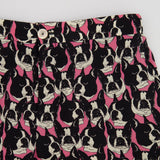 Gucci Pink and Black Silk Bulldog Printed Trousers Size IT 42 (UK 10)