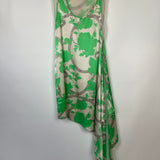 Fendi Green Leaf Print Asymmetric Midi Dress with Waist Tie Detail Size IT 40 (UK 8)