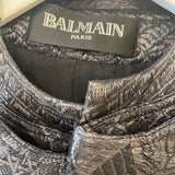 Balmain Black Metallic Textured Jacket with Silver Buttons Size FR 38 (UK 10)