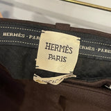 Hermès Brown Straight Cashmere Trousers Size FR 44 (UK 16)