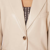 Nanushka - Hathi - Sale Alt-Leather Tailored Blazer - Creme