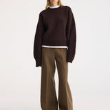 ROHE - Compact crewneck jumper | dark brown