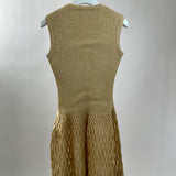 Alaïa Beige Raffia Halter Neck Midi Dress with Mesh Detailing Size FR 38 (UK 10)