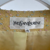 Yves Saint Laurent Pastel Yellow, Pink and Blue Tweed Jacket and Skirt Set Detail Size FR 36 (UK 8)