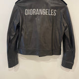 Christian Dior Black Leather Biker Jacket with Silver Zip Detail and Stitch Logo FR 40 (UK 12)