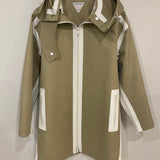 Bottega Veneta Menswear Beige and White Long Zipped Parka Jacket Size S (UK 36)