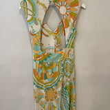 Emilio Pucci Blue, Orange and Green Midi Dress with Back Detail Size IT 38 (UK 6)