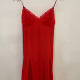 Ermanno Scervino Red Lace Midi Dress with Pleated Detail Size IT 40 (UK 8)