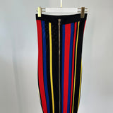 Balmain Black, Red, Yellow Stripe Multi-Colour Knitted Midi Skirt with Zip Back Detail  FR 34 (UK 6)