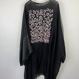 Christian Dior Black Long Sleeve Cape Dress with Pink Sequins Floral Detail Size FR 38 (UK 10)