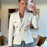 Balmain White Tweed Blazer Jacket with Gold Button Details Size FR 34 (UK 6)