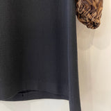 Dolce & Gabbana Black Dress with Leopard Silk Sleeves and Collar Size IT 42 (UK 10) RRP £1,450