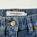 Yves Saint Laurent Blue Stone Wash Skinny Jeans with YSL Logo Detail Size FR 34 (UK 6)