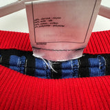 Chanel SS13 Red Knit Jumper with Pearl Pockets & Blue and White Window Detail Size FR 36 (UK 8)