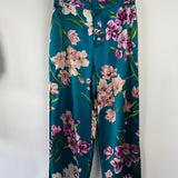 Olivia Von Halle Teal Floral Two-Piece Shirt and Trouser Set Size 2 (UK 10)