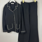 Valentino Black Silk Two-Piece Set with White Trim Detail Size S (UK 8)