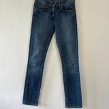 Yves Saint Laurent Blue Stone Wash Skinny Jeans with YSL Logo Detail Size FR 34 (UK 6)