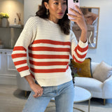 Gucci Cream Crewneck Knit Jumper with Orange Stripes XXS (UK 4)