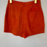 Hermès Orange Suede High Waist Shorts with Stitch Detail Size FR 38 (UK 10)