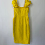 Carolina Herrera Yellow Silk Sleeveless Midi Dress with Embroidery Lining Detail Size US 10 (UK 14)