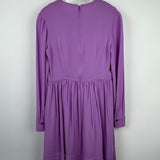 Stella McCartney Lilac Long Sleeve Pleated Waist Midi Dress with V-Neck Tie Detail Size IT 42 (UK 10) RRP £900