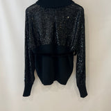 Valentino Black Cashmere Turtleneck Sequin Sleeve Jumper Size M (UK 10)