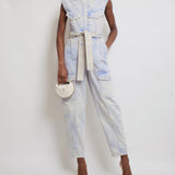 Stella McCartney Denim Tie-Dye Sleeveless Jumpsuit with Belt Detail IT 38 (UK 6)