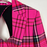 Area Hot Pink & Black Checked Blazer with Cut-Out Detail & Crystals Embellishments Size US 6 (UK 10)