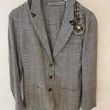 Ermanno Scervino Grey Blazer Jacket with Crystal Embellishment Details Size IT 42 (UK 10)