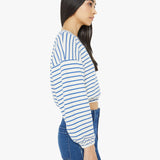 Mother - The L/S Swipe Crop - Cream And Blue