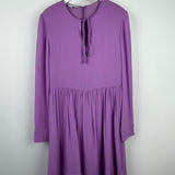 Stella McCartney Lilac Long Sleeve Pleated Waist Midi Dress with V-Neck Tie Detail Size IT 42 (UK 10) RRP £900