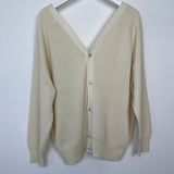 Hermès Cream Rib Knit Long Sleeve V-Neck Cardigan with Front and Back Buttons Size FR 40 (UK 12)