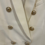 Balmain Cream Wool Blazer Jacket with Gold Buttons and Shoulder Pads Size FR 42 (UK 14)