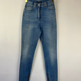 Balmain Light Blue Skinny Jeans with Silver Button and Zip Detail FR 34 (UK 6)