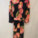 Dolce & Gabbana Black and Pink Floral Midi Dress with Belt Detail Size IT 42 (UK 10)