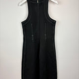 Courreges Black Short Jacket and Midi Dress Set With White Stitching Detail & White Buttons FR 40/38 (UK 10-12)