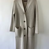 Joseph Beige and White Merino Wool Longline Cardigan Size XS (UK 4)