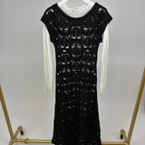 Chanel Black Crochet Short Sleeve Midi Dress with White Long-Sleeve Under-Layer Set Size FR 34 (UK 6)