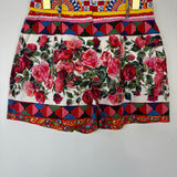 Dolce & Gabbana Red Rose Mambo Print Floral High-Waist Cotton Shorts Size IT 40 (UK 8)