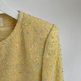 Yves Saint Laurent Pastel Yellow, Pink and Blue Tweed Jacket and Skirt Set Detail Size FR 36 (UK 8)