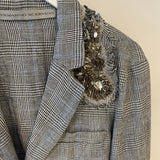 Ermanno Scervino Grey Blazer Jacket with Crystal Embellishment Details Size IT 42 (UK 10)