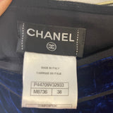 Chanel 12A Electric Blue Velvet Straight-Leg Trousers Size FR 38 (UK 10) RRP £1,550