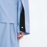 Victoria Beckham - Pleat Detail Raglan Shirt In Oxford Blue