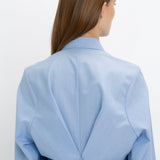 Victoria Beckham - Pleat Detail Raglan Shirt In Oxford Blue