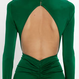 Victoria Beckham - Circle Detail Open Back Gown In Emerald