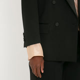 Victoria Beckham - Satin Lapel Tuxedo Jacket in Black