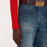 Victoria Beckham - Alina High Waisted Jean In Heavy Vintage Indigo Wash